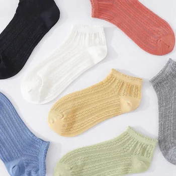  2022 Дамски Чорапи Летни Тънки Мрежести дамски чорапи в Клетката Обикновена Памучни Дамски Чорапи в Японски стил