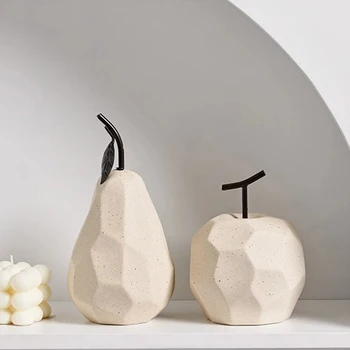  скандинавска скулптура Интериор на офис маса, аксесоари за Дома, декоративни фигурки керамични декор абстрактни Плодове ябълка круша Украса
