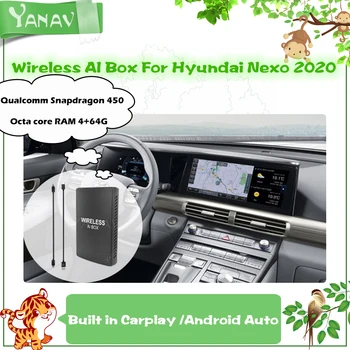  Android Carplay Безжична AI Кутия За Hyundai Nexo 2020 Qualcomm 450 Автомобили Умна Кутия, Щепсела и да Играе на Google, Netflix Видео Восьмиядерный