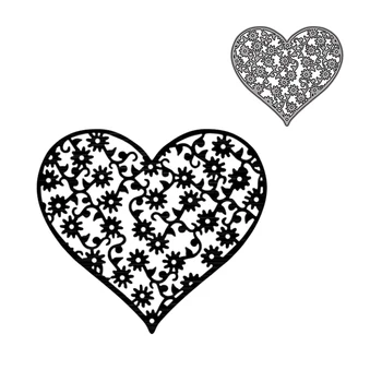  Любовта-Сърце с Цвете Декоративно Щамповане на Хартиени Картички Занаяти Die 2021 Сам Scrapbooking Фотоалбум Щанцоване