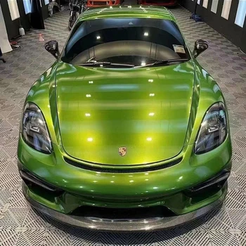  Висока Лъскава Метална Зелена Мамба Vinyl Залепваща Автомобили Фолио за Увиване с размера на освобождаване на въздух 1.52x18m 5x59ft