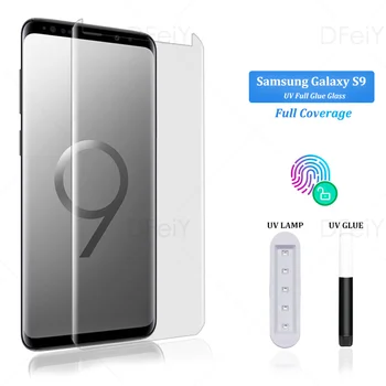  DfeiY Galaxy Note 9 Защитно фолио за екран от Закалено UV стъкло за Samsung S7 edge S8 9 Плюс Note 8 на цял екран лепило калъф приятелски