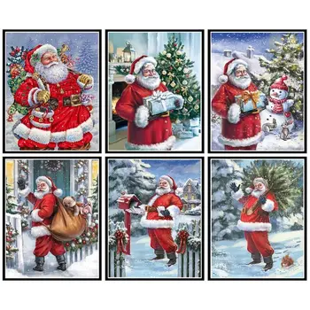  GATYZTORY за Оцветяване На Номер Дядо Коледа Комплекти За Възрастни Живопис На Номер Diy Рамка за Модерна Рисунка Върху Платно Ръчно Рисувани Изкуство