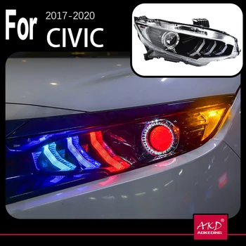  AKD Автомобилен Стайлинг за Honda Civic Фарове 2017-2020 Седан LED Светлини DRL Hid Главоболие Лампа Angel Eye Биксеноновый Лъч Аксесоари