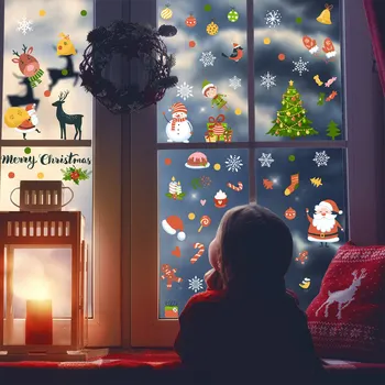  Коледни Стикери За прозорците Снежинка Видими Двустранни Стикери