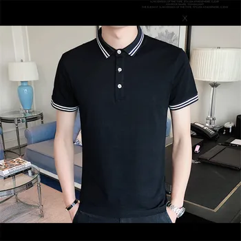  7541-TD мъжка тениска с къс ръкав в свободна ежедневни мъжки поло риза с къс ръкав