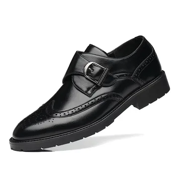  Мъжки младежка Мода Модни Обувки За Работа в Офиса, Бизнес Официалната Кожени Обувки, Удобни Нескользящая Ежедневни Обувки, Оксфордские Обувки за Мъже