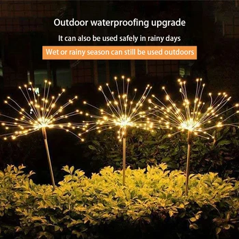  Нов водоустойчив фойерверки лампа слънчева лампа 90/150/200led лампа за Градина, двор, тераса земята щекер