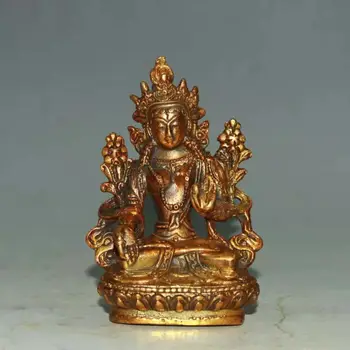  Рядка Стара тибетски позлатена медна Статуя на Майката на Бялата статуя на Тара