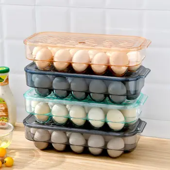  Креативна Лекота Кутия За Яйца От Хладилника Кутия За Съхранение На Пресни Яйца 16 Решетеста Контейнер За Съхранение На Яйца С Капак