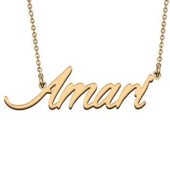  Амари Потребителското си Име Колие Индивидуален Висулка Колие Персонални Бижута Подарък за Жени, Момичета Един Коледен Подарък