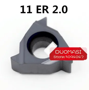  Безплатна Доставка 11ER 2.0 ISO Видий Резбонарезни вмъкване на стъпка 2,0 Външни Рязане на Уши, Сменяеми Вложки за резьбового инструмент SER