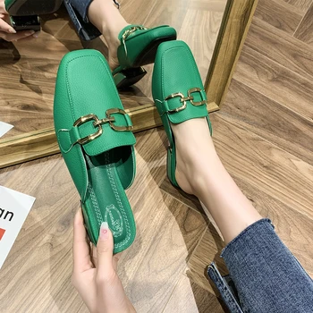 Дамски чехли през пролетта и лятото на 2022 година, модни обувки с кръгло бомбе, чехли Baotou