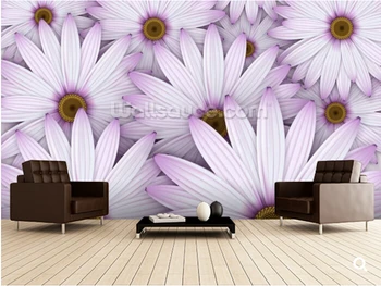  Потребителски лилави тапети, Лилаво Поле Ромашек, 3D натурална стенопис е за хол, спалня, водоустойчиви тапети, ресторанти
