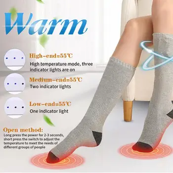  Чорапи С Топъл Зимни Спортове Топло Обзавеждане, Акумулаторна Батерия, Дистанционно Управление Външни Топлинни Чорапи Висока Якост На Опън За Мъже Жени