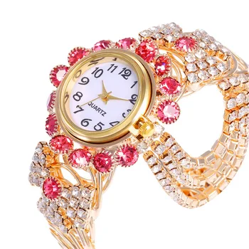 Часовници Nieuwe Mode Vrouwen С вграден диамант, Елегантен Кварцов часовник гривна Horloge Stijlvolle, Отварящ Луксозна Креативную превръзка на ръката Horloge