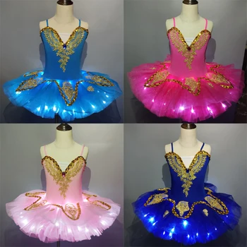  Детска светещ балетна пола за възрастни жени с Пайети, Малък Лебед, Камизола, Пушистое рокля-пакетче, флуоресцентна led костюм за изяви