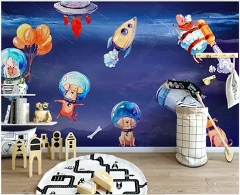  Потребителски стенописи 3d фото тапет Рисованные космическите вселени животни детска стая начало декор тапети за стените, 3 d, на роли