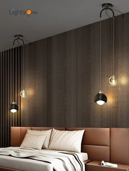  Кристална нощни окачен лампа луксозен съвременен изчистен скандинавски окачен лампа линия главната спалня