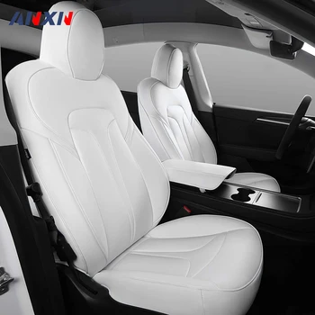  Напълно/Наполовина е Увита 3D Калъф За автомобилни Седалки от Изкуствена кожа За Tesla Model Model 3 Y 5-Местен Сезон Износоустойчиви Защитни Подложки За Седалки